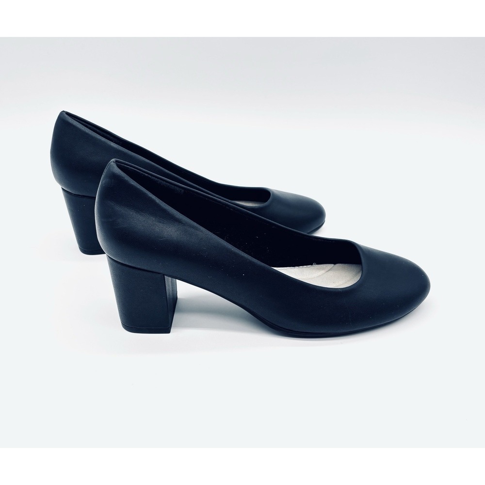 Easy Street Women's Black Round Toe Slip On Block Heel Proper Pumps Size 7.5 M - Picture 5 of 8